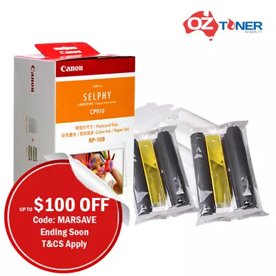 Genuine Canon RP108/KP108IN Ink+Paper Set>Selphy CP910/CP1000/CP1200/CP1300 108x • $49.98